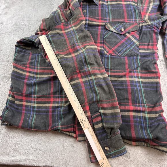 VTG Northern Spirit Mens Large Black Thermal Lined Flannel Button Up Shacket Y2K - Picture 9 of 11